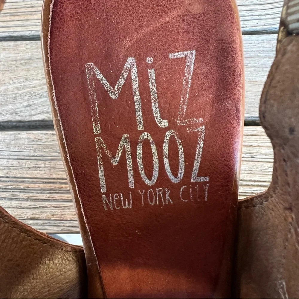 Miz Mooz Kenmare Leather Wedge Slingback Sandal Rust Brown EU 37 US 6.5/7 GUC